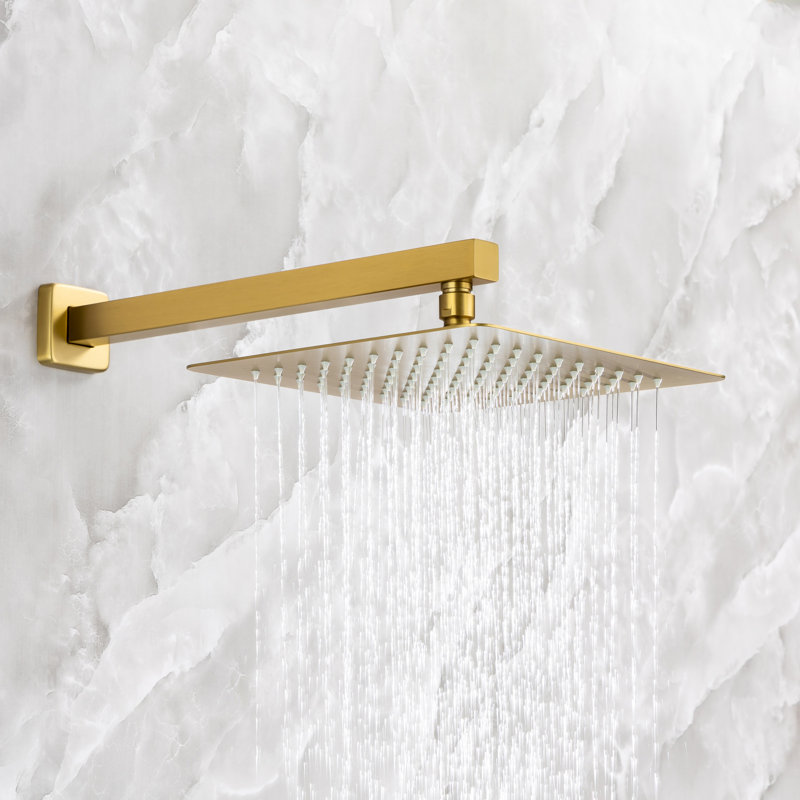 Complete Shower System with Rough-in Valve, Brushed Gold