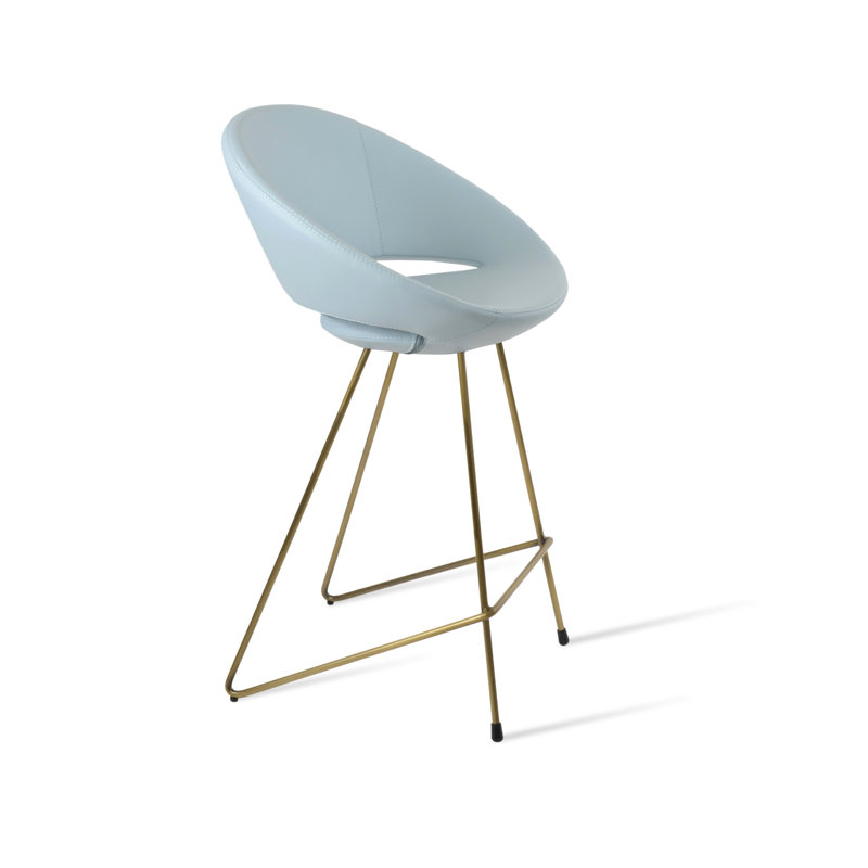 Tabouret de bar et de comptoir Crescent Cattelan, Tabouret de bar (siège d'une hauteur de 29 po), Bleu ciel PPM, Laiton