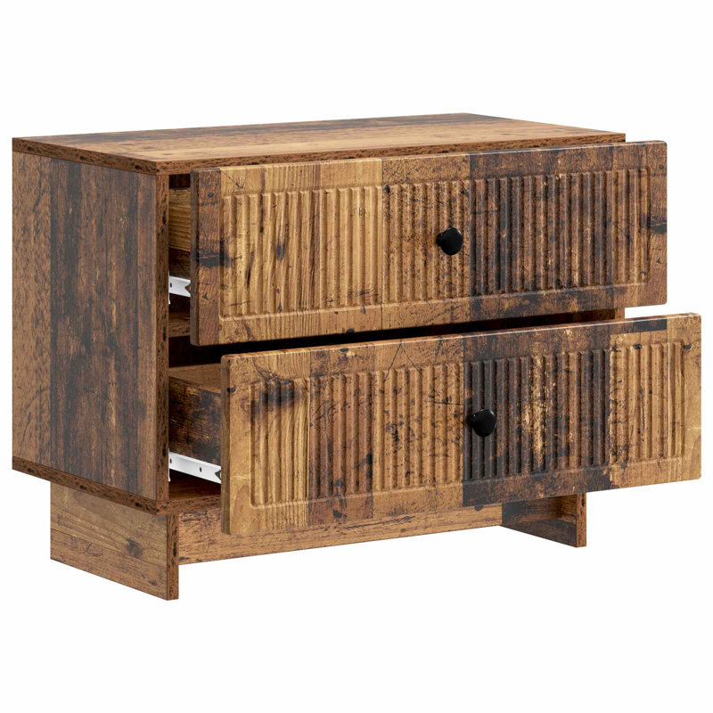62cm W Manufactured Wood Bedside Table, Old Wood