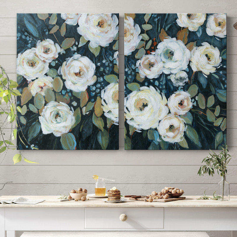 Moonlit Garden II - ensemble de 2 reproductions d'art, H 20 po x l 32 po x P 1 po, Toile tendue, Pas de tapis
