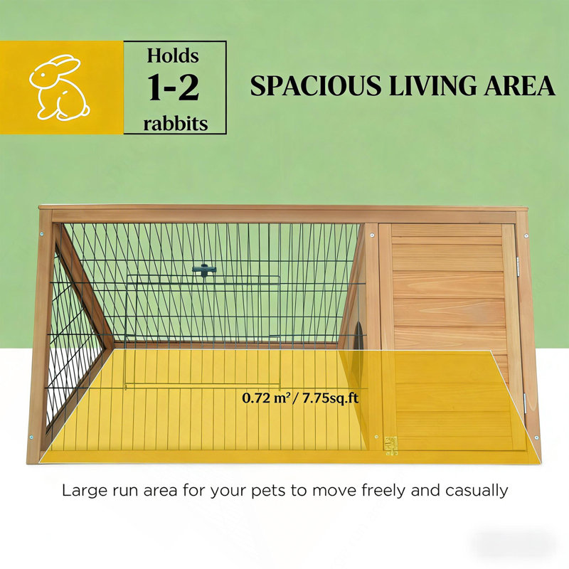 Cage à lapins en bois avec cage en A, cage pour petits animaux, H 20,8 po x l 45,8 po x P 24,5 po, Jaune