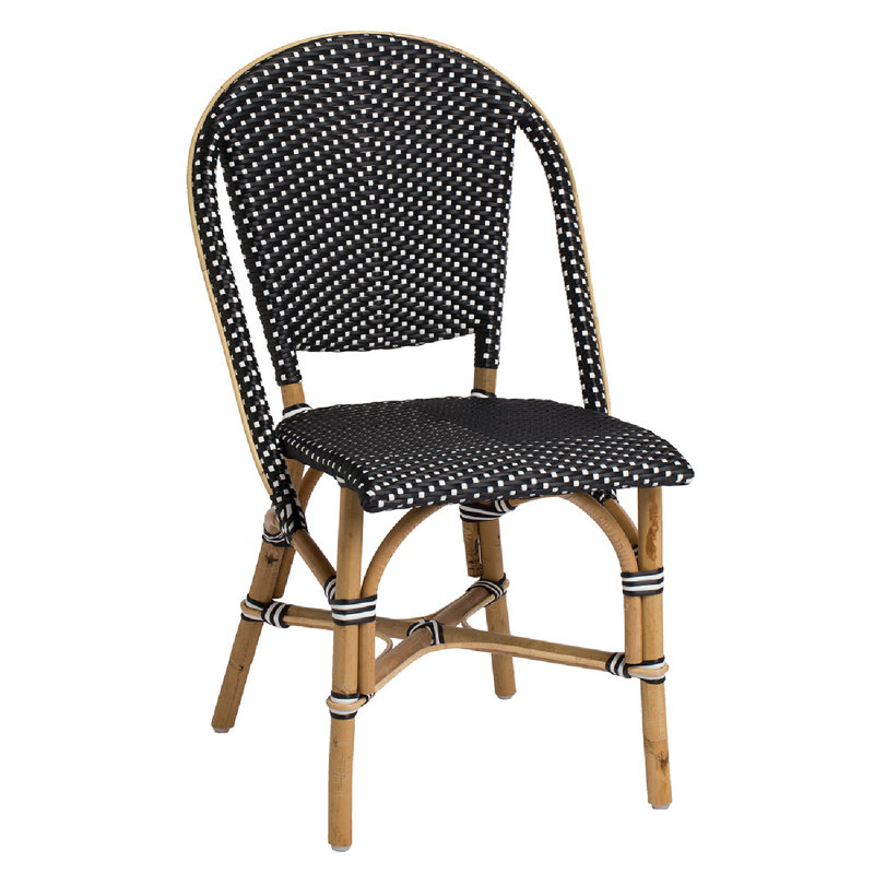 Popplestone Sofie Rattan Bistro Side Chair, Black with White