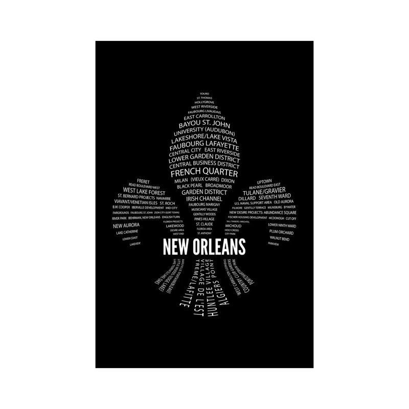 New Orleans Fleur-De-Lis Neighborhoods by Benton Park Prints - Print on Canvas, 30.48 cm H x 45.72 cm W, Wrapped Canvas