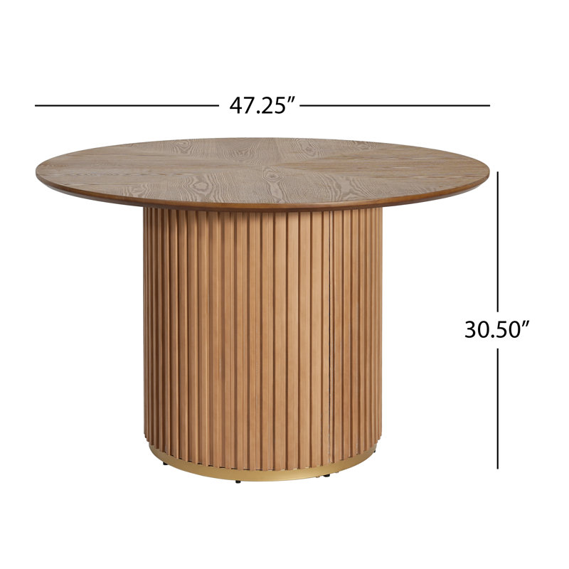 Logan 5-Piece Round Pedestal Dining Table Set With Upholstered Chairs, Light Ash