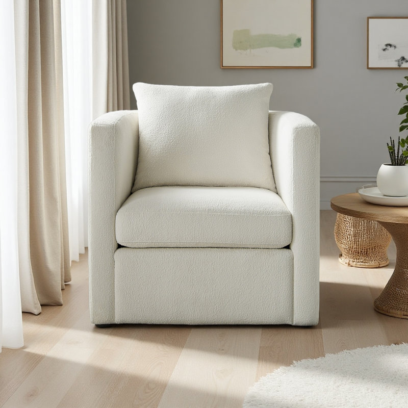 Fauteuil demi-tonneau pivotant, Ivoire ivoire