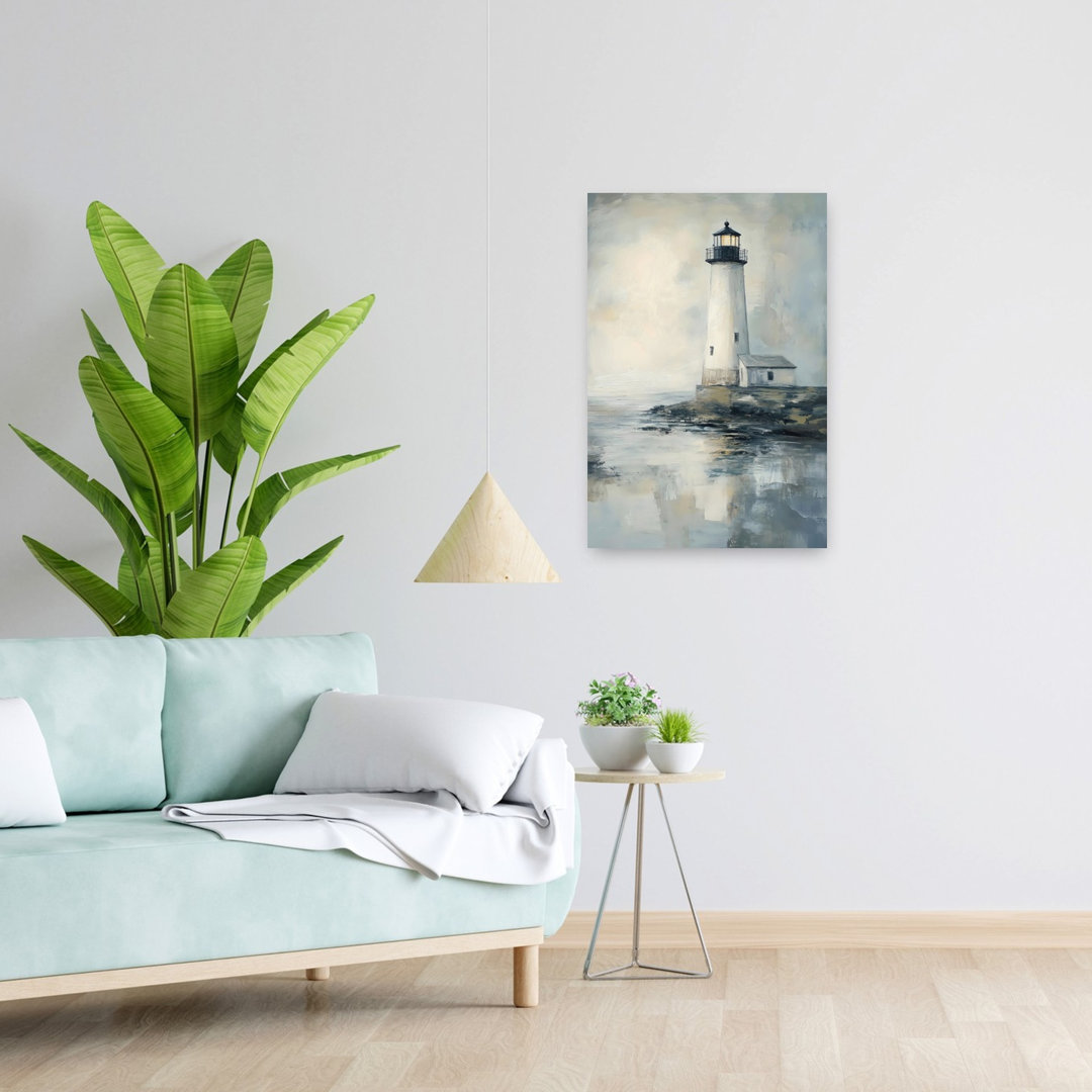 Moody Lighthouse Abstract Contemporary Peaceful Coastal Wall Art Print