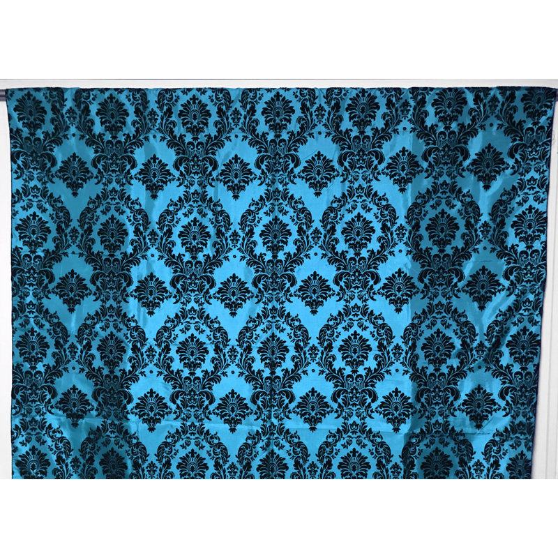 Amboy Semi Sheer Curtain Single Panel, 56" W x 84" L, Black/Turquoise