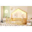 Lit simple au sol avec rails hauts, lit Montessori en bois avec lumière-959845526-959845527
