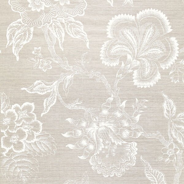 Schumacher Celerie Kemble Floral Grass Cloth Wallpaper Roll by Celerie ...