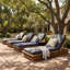 Méridiennes de patio modernes, chaise longue réglable en bois d'acacia pour piscine
