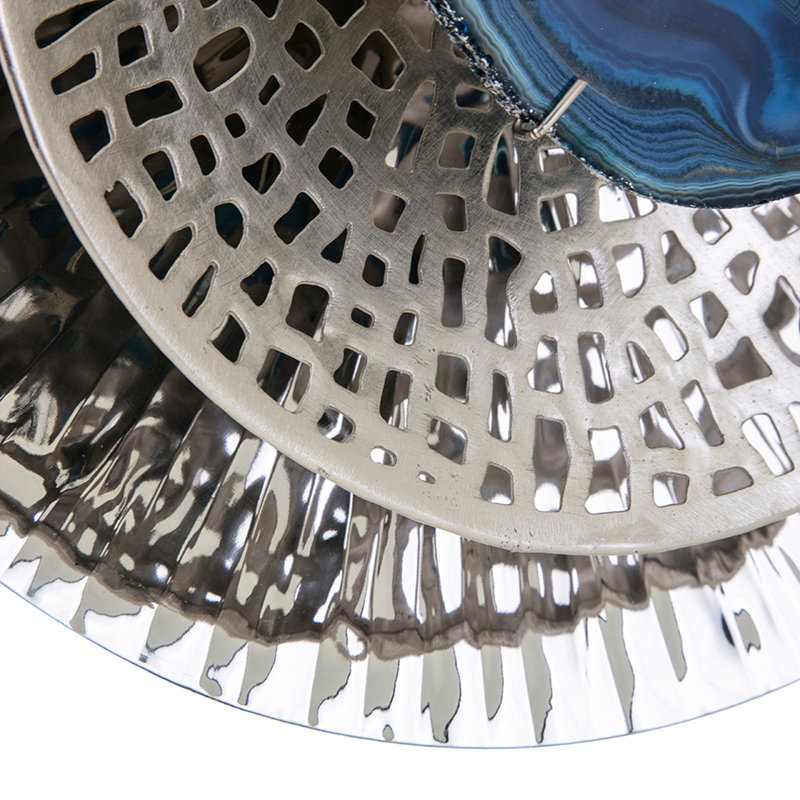 Disque argent texturé surdimensionné
