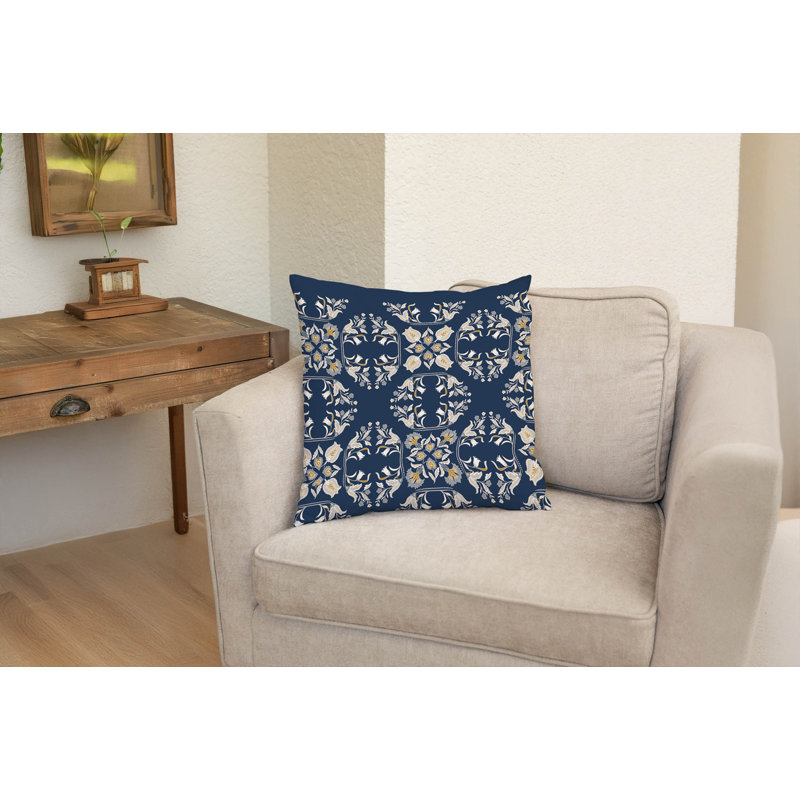Coussin décoratif Rumi, Marine, Carré 16 po