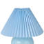 Lampe ronde 13 po en céramique bleu clair avec abat-jour plissé