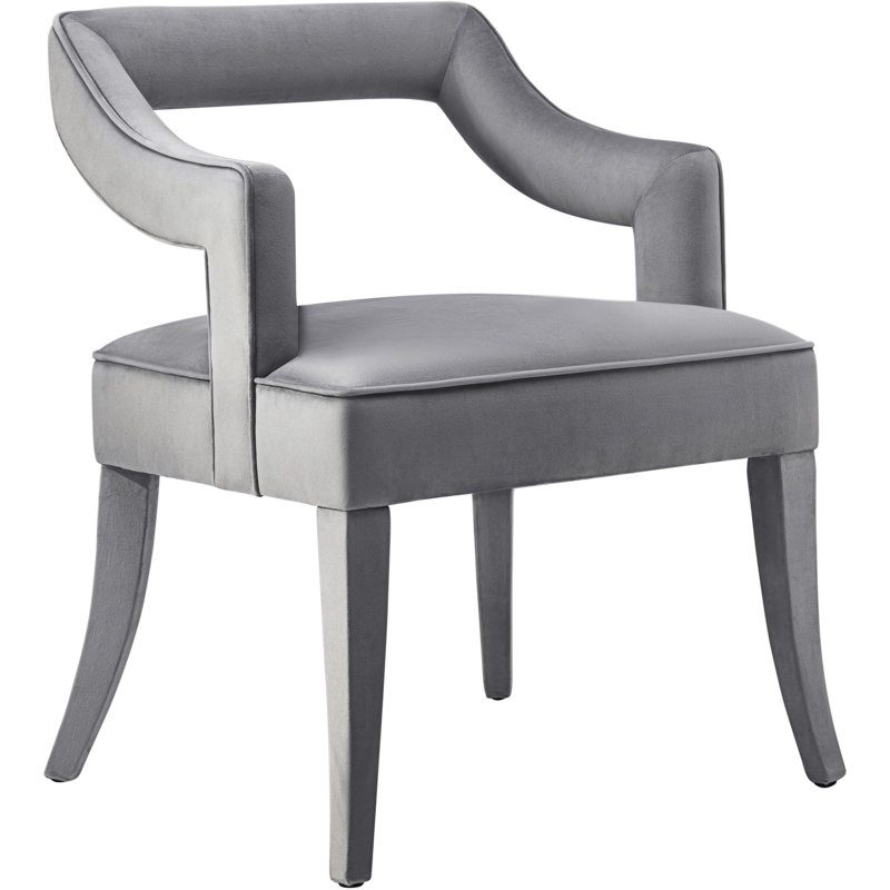 50cm H Velvet Upholstered Armchair, Grey