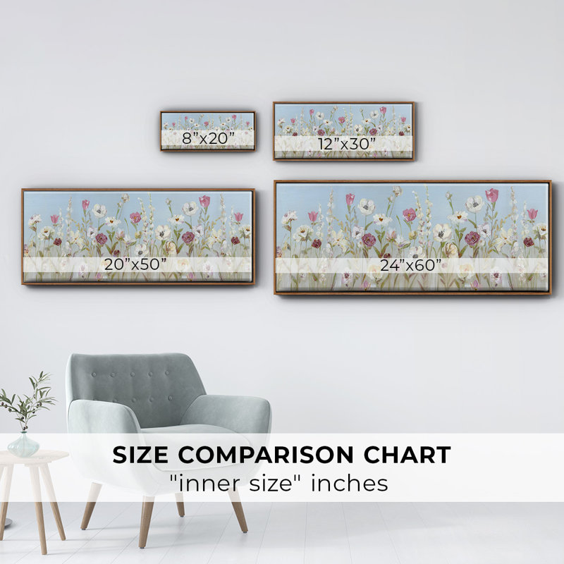 Fleurs printanières - toile encadrée, H 20 po x l 50 po