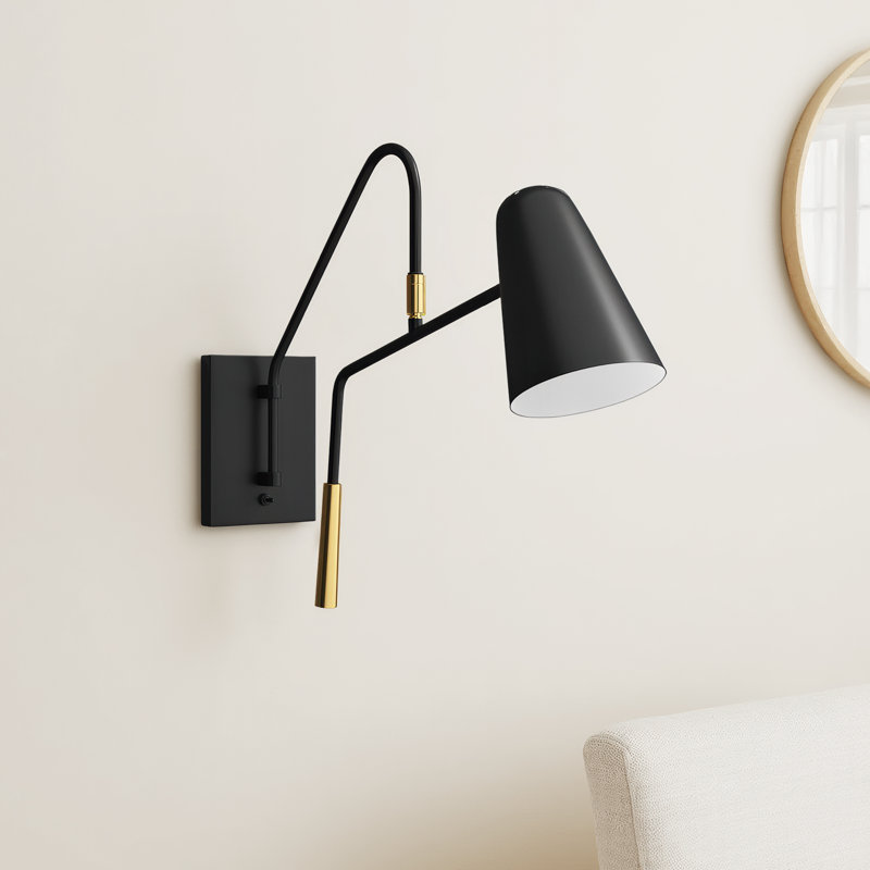Tedder Steel Swing Arm Sconce, Midnight Black