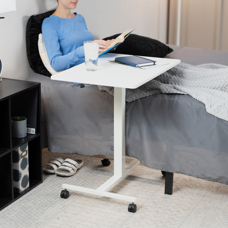 Adjustable White 28" Pneumatic Laptop Mobile Workstation