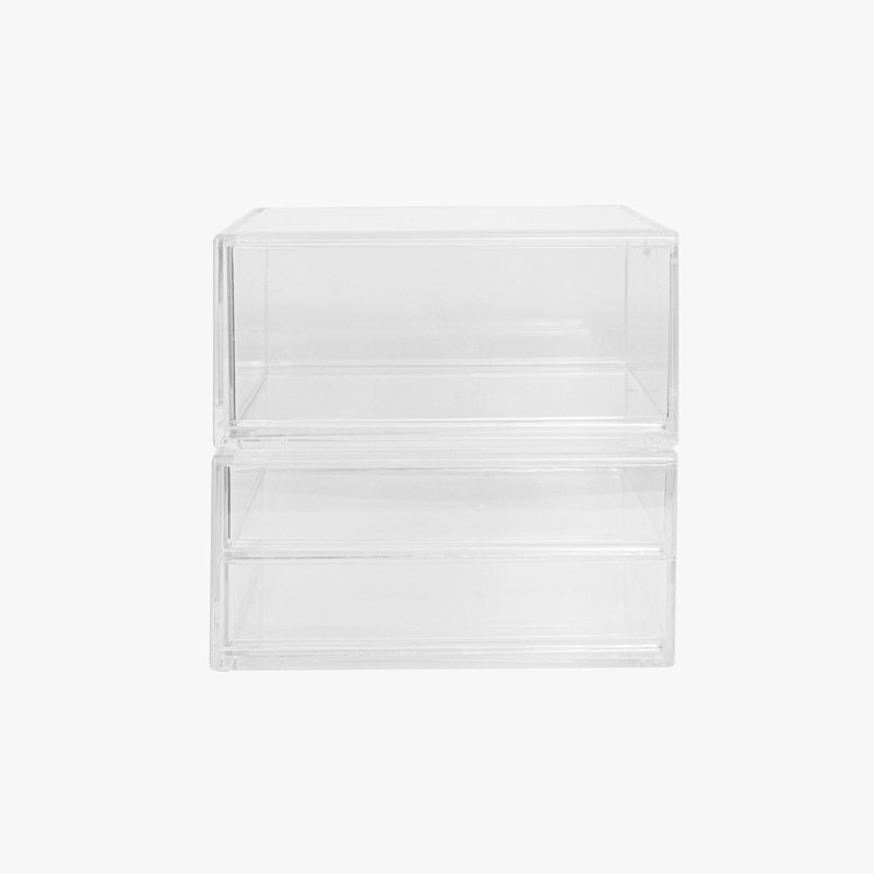 Clear Stackable Plastic Office Desktop Organizer with Single and Double Drawers