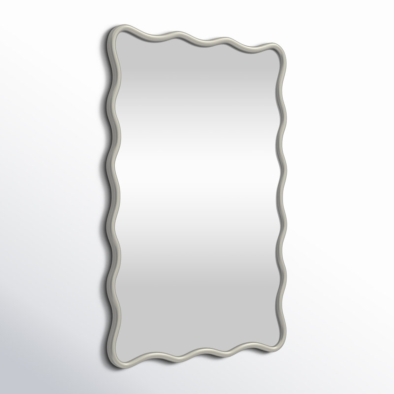Nickel Scalloped Frame 36'' Rectangular Wall Mirror