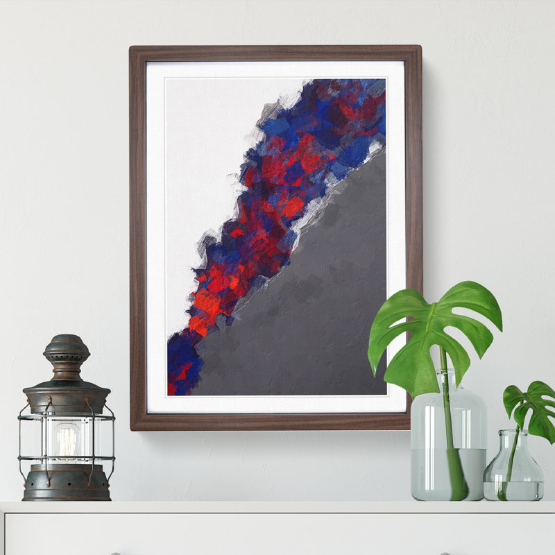 Heartbreaker Abstract - Single Picture Frame Painting, 64cm H x 46cm W x 2cm D, Walnut