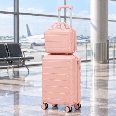 2-Piece ABS Hard Shell Luggage Set With Cosmetic Case And Spinner Wheels