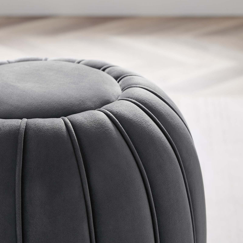 Modway Celebrate Channel Tufted Performance Velvet Ottoman, Gray Velvet
