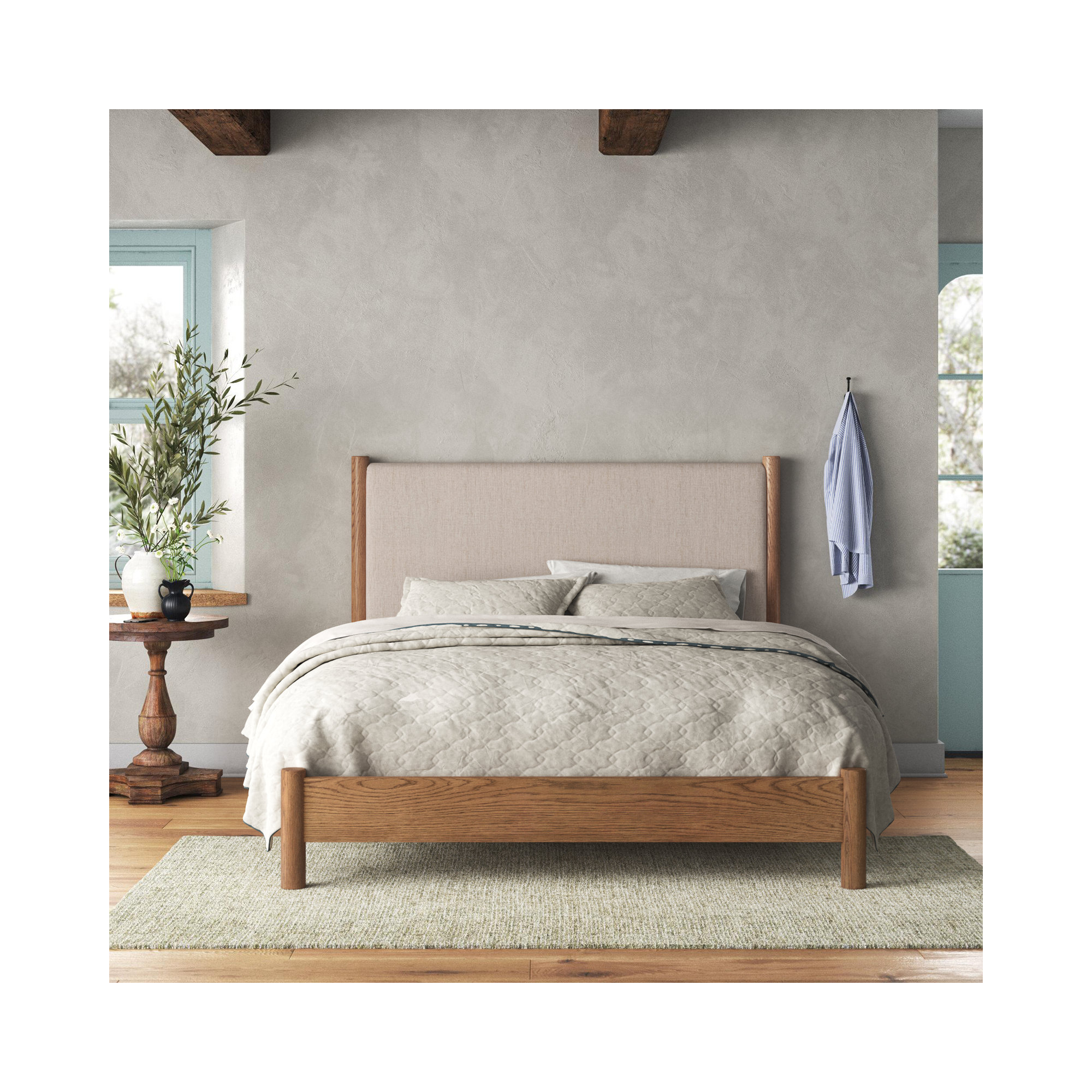 Linda Upholstered Bed, Queen, Essence Natural