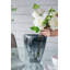 Vase en verre noir 9,3 x 4,7 x 9,3 po avec rebord doré