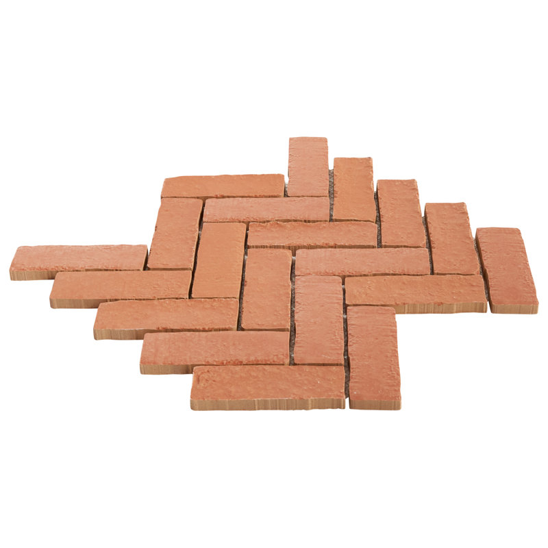 Brixon 12.72 In. X 13.53 In. Herringbone Matte Porcelain Mosaic Floor And Wall Tile (10.71 Sq. Ft. / Case), Canyon Red