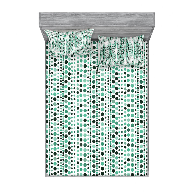 Microfiber Polka Dots Sheet Set, Full/Double Sheet Set with Fitted Sheet, Polka Dots