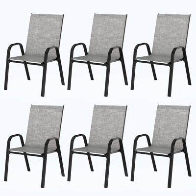 Chaise de salle à manger d'extérieur grise (ensemble de 6)