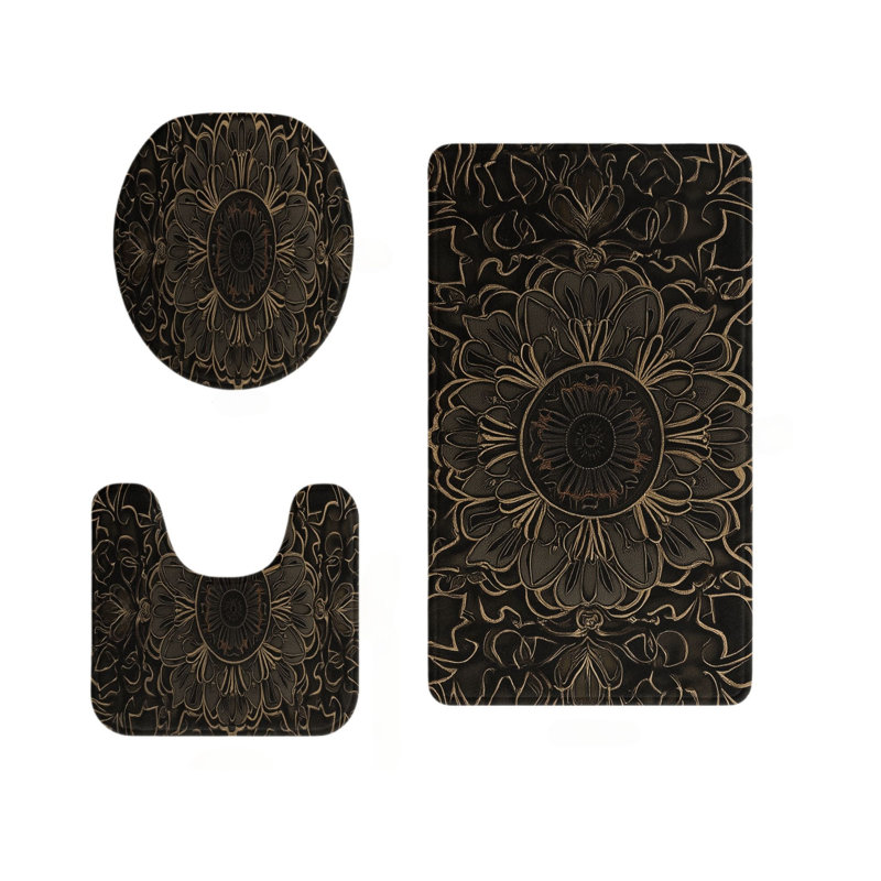 Blue Ocean Wave 3 Pack Bathroom Rug Kit