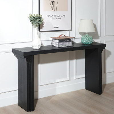 Console en bois noir 58 po pour hall d'entrée, salon et couloir | Décoration décorative moderne et minimaliste | Idée de cadeau