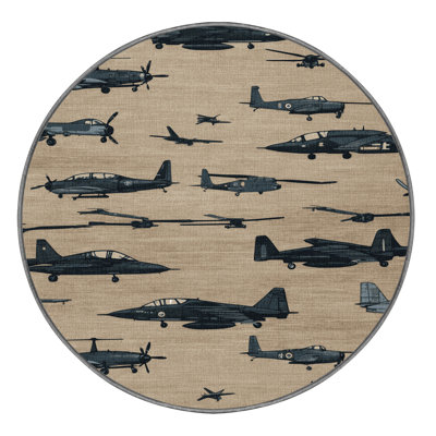 Machine Washable Transportation Gray Area Rug