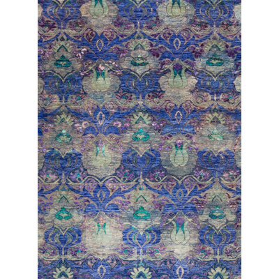 Seville Handmade Silk and Wool Floral and Geometric Area Rug