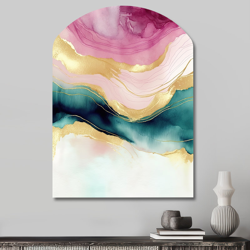 «Abstract Geode Marble Waves», impression murale sculpture en métal asymétrique, H 34 po x l 25 po