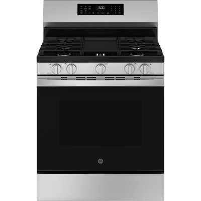 GE Appliances 30"" 5.3 Cubic Feet Smart Natural Gas Freestanding Convection Range -  GGF600AVFS