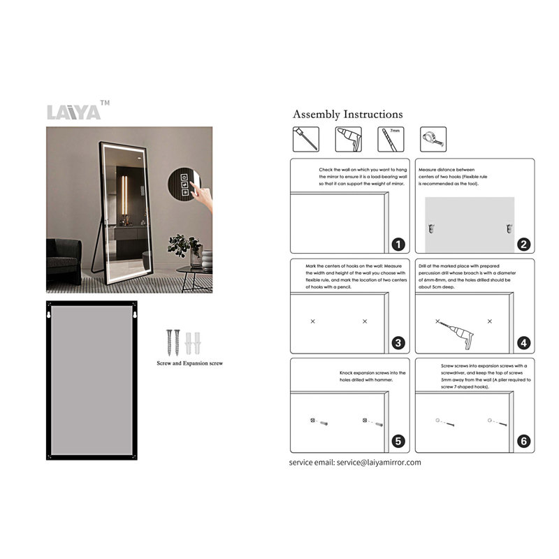Miroir pleine longueur avec lumières DEL Shriver