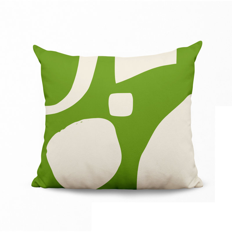 Lara Abstract Spun Polyester Outdoor Reversible Throw Pillow, 15" x 15", Chartreuse/Off White