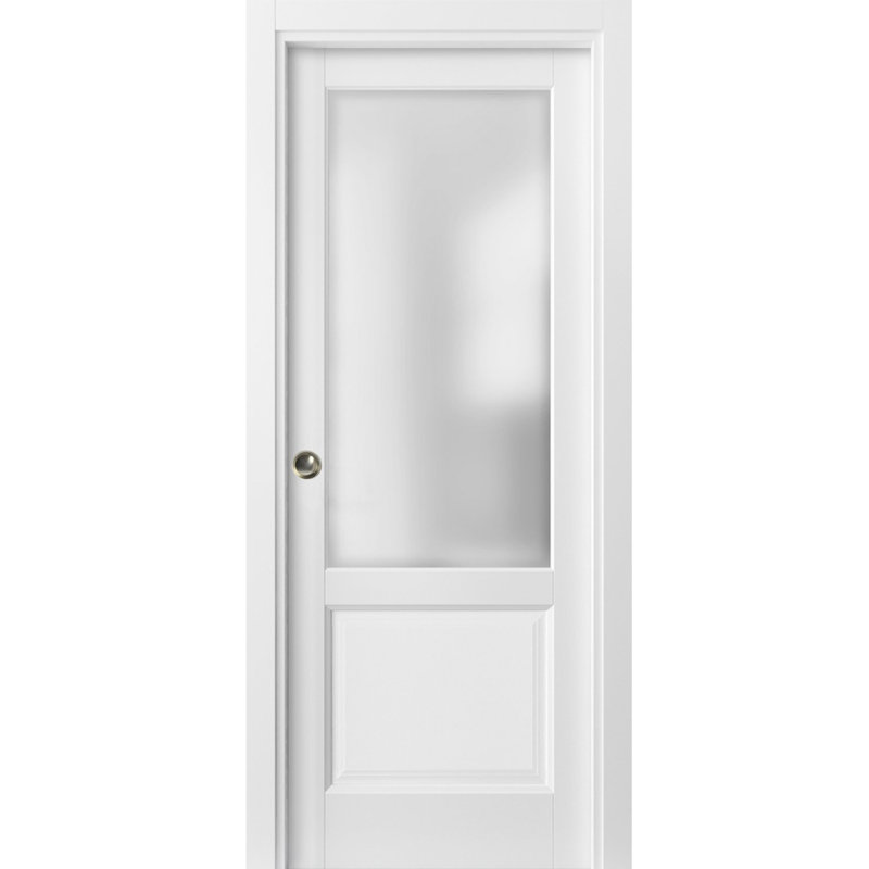 Porte blanche en verre givré Lucia, 30 po x 96 po