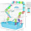 Habitat de hamster de 23 po - 5 avec tubes, tunnels, très grande cage portative bleue comprend des tunnels et un plat de nourriture,