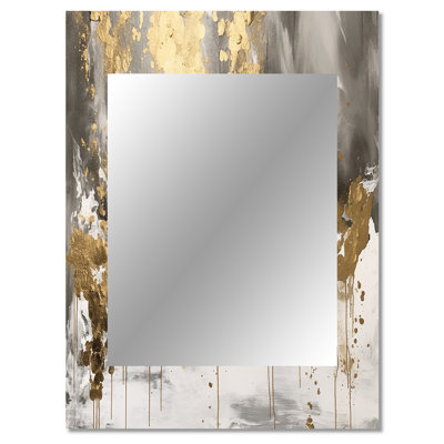 Modern Golden Drip - Abstract Unique Mirror, White Large Wall Mirror, Printed Metal Art