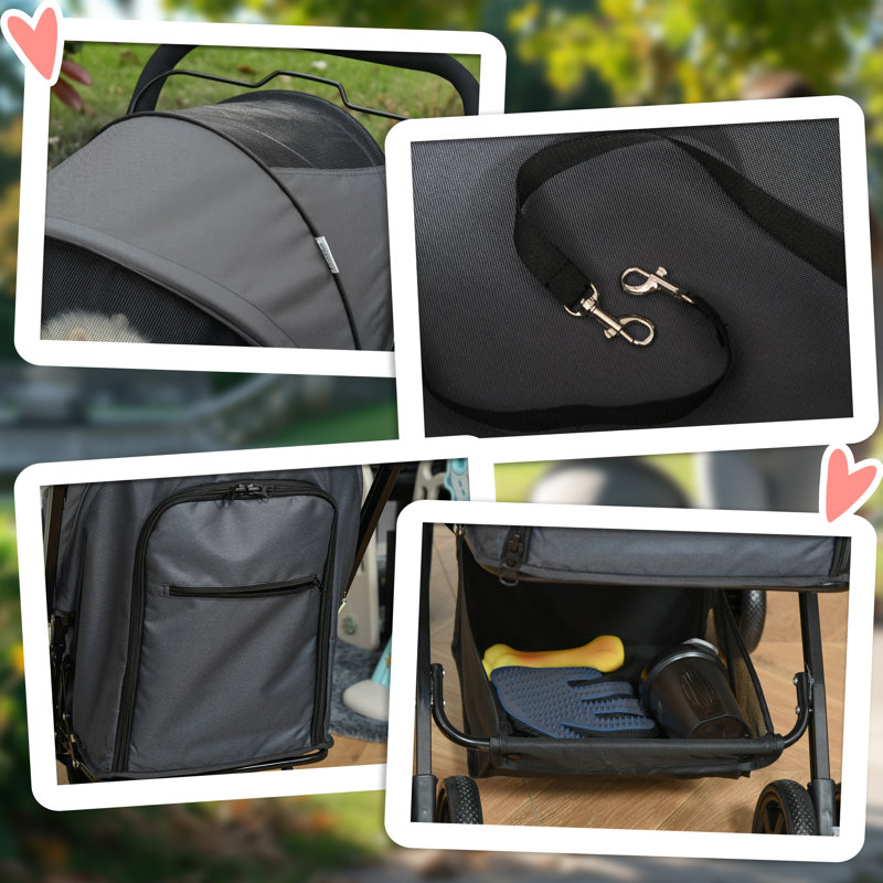 Swanley Foldable Pet Stroller, Black