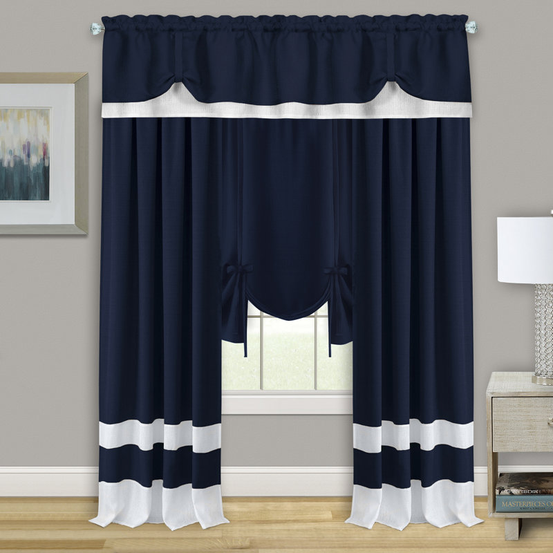 Scarbrough Semi Sheer Curtain Single Panel, Navy