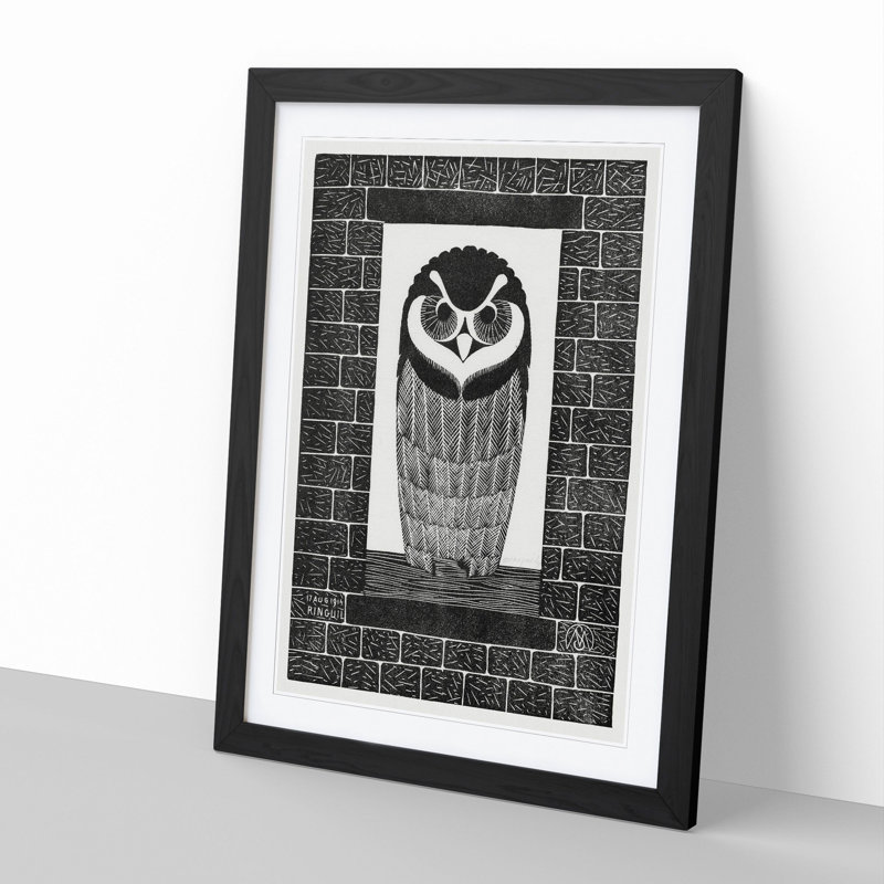 Owl by Samuel De Mesquita - Framed Print, 65cm H x 48cm W x 2cm D, Black Framed