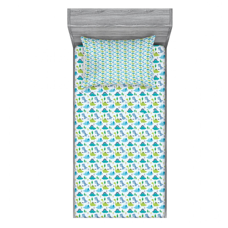 Microfiber Sheet Set, Twin Sheet Set with Fitted Sheet, Dinos