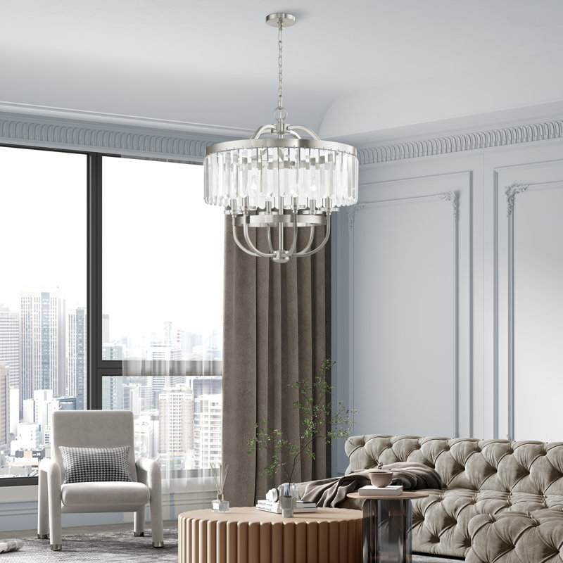 Lustre à 6 lumières Javeyon, Nickel brossé