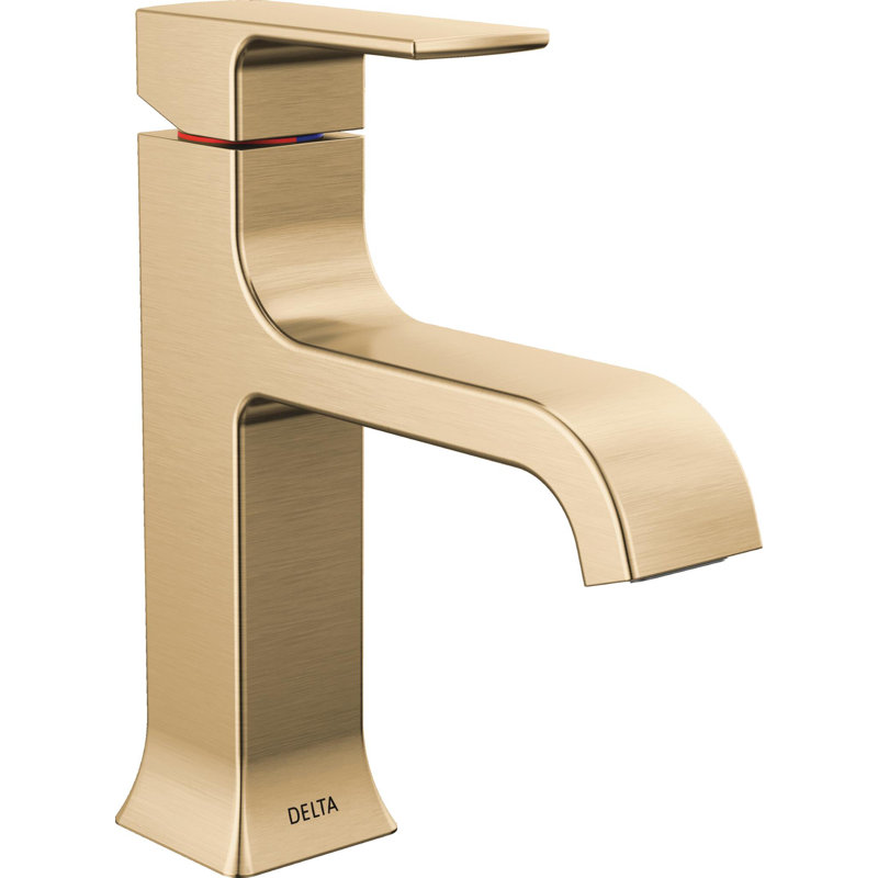Velum Brushed Gold Bathroom Faucet, Single Hole Bathroom Sink Faucet for Vanity, Metal Push-Pop Drain Assembly, Champagne Bronze