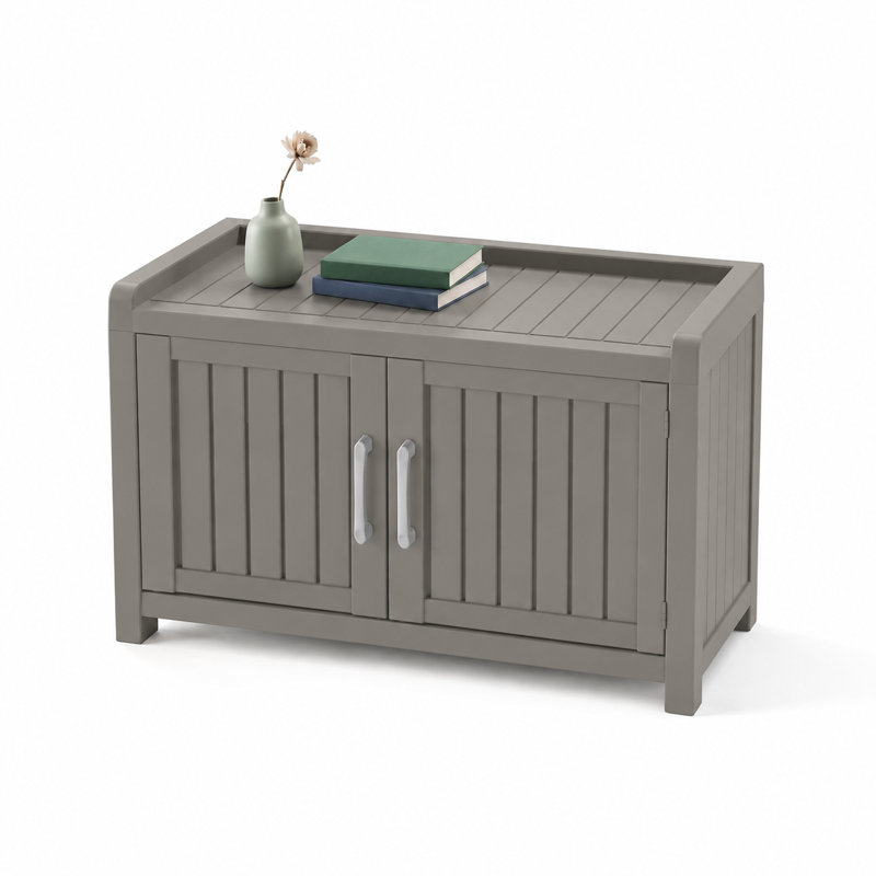 Shoe Storage with Seat,Resin Shoe Organizer, Gray