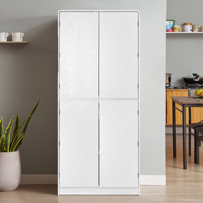 Nelson 72" Tall Modern Curved Pantry Cabinet with Shelves & Drawer by NFusion